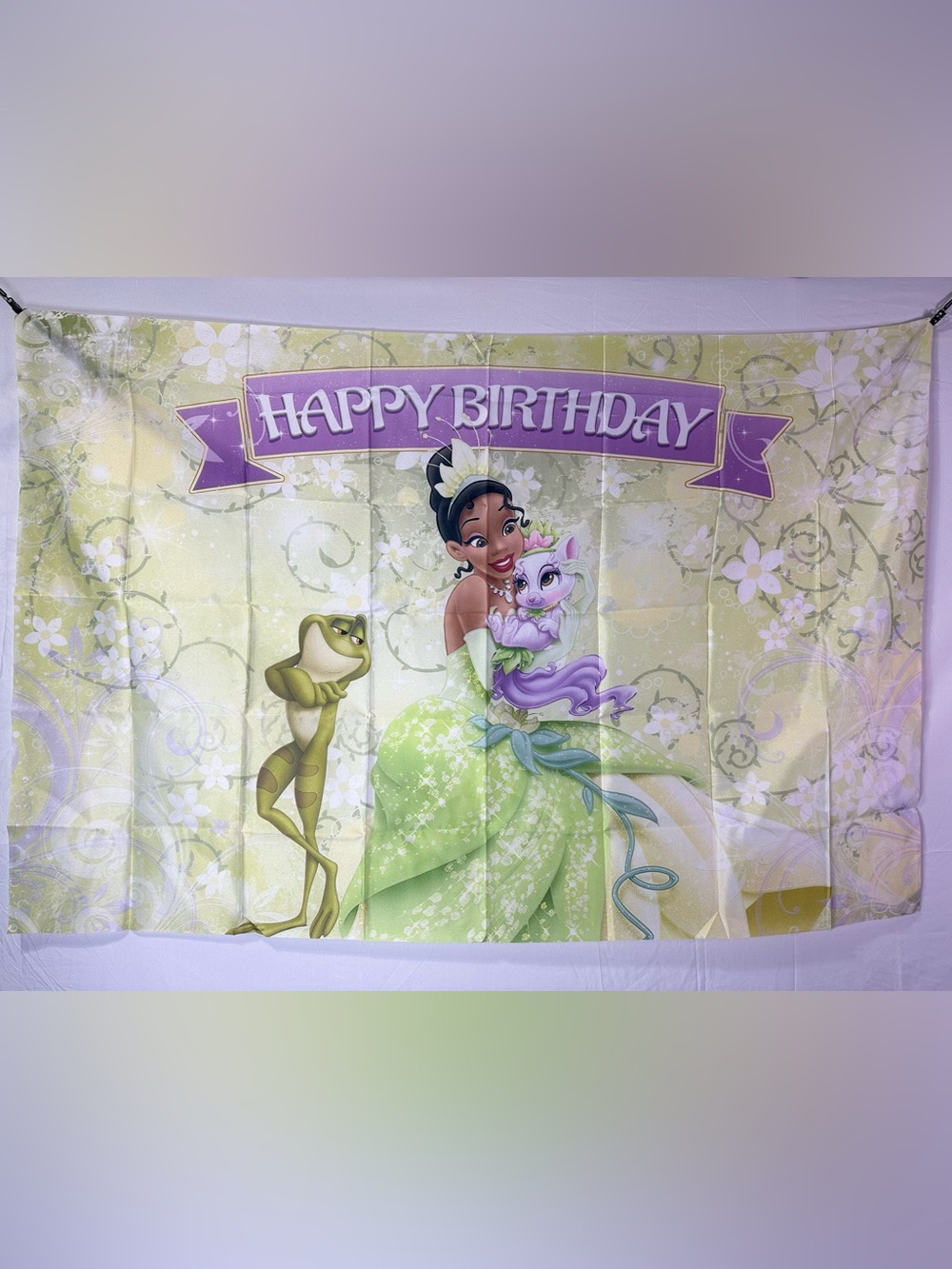 Princess & The Frog Tiana Happy Birthday Backdrop Banner 5x3Ft.